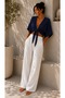 Women's Muslin Tie-Up Bolero Blouse Oversize Loose Summer Kimono Cardigan My3535 - 5