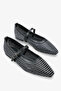 Celina Women's Ballerinas with Stone Accessories - Black - 2