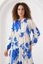Women's Shirt Collar, Gathered Waist, Floral Patterned Viscose A.Ecru Hijab Dress - 4