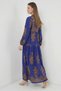 Women's Shirt Collar, Gathered Waist, Long Sleeve, Authentic Patterned Viscose, Purple, Hijab Dress - 4
