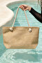 Knitted Rope Strap Straw Beach Bag 02 Beige - 4