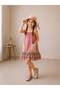 Girl's Dress with Pockets and Ruffle Detail, Powder Color, Summer Model - 2