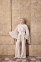 Women's Sleeve Gathered Shawl Detail Set Cream