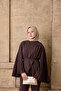 Women's Sleeveless Gathered Shawl Detail Set Brown - 3