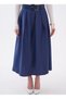 Women's Belted Slit Midi Length Pleated Skirt - 6