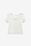 Ecru Short Sleeve Organza Collared Girls' T-Shirt - 2