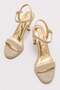 Women's Single Strap Heeled Sandals; Gold Glitter - 3