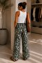 Patterned Wide-Leg Viscose Trousers Casual Stylish Women's Trousers My3535 - 2