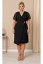 Women's Plus Size Double Breasted Collar Short Sleeve Waist Brooched Skirt Chiffon Pleated Detailed Midi Evening Dress 27001 - 7