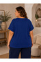 Plus Size Crew Neck Rhinestone Leopard Print Drop Shoulder Short Sleeve Women's Blouse - 5