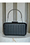 Black Hand Knitted Leather Women's Evening Dress Bag with Black Handle Detail for Wedding Engagement Graduation - 3