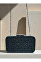 Black Geometric Laser Pattern Women's Evening Dress Bag Black Stone Handle Detailed Wedding Engagement Graduation - 7