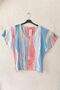 Italian Pink-White V-Neck Low Sleeve Slim Digital Printed Casual Mercerized Knitwear Blouse 66 65 - 5
