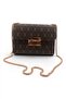 Women's Monogram and Leopard Print Chain Strap Shoulder Bag - Lockable Small Hand and Crossbody Bag