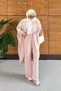 Women's Tulle Floral Embroidered Bat Sleeve Linen Suit - 4