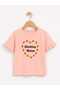 Girl's Pink Printed Ruffle Sleeve T-Shirt and Embroidered Heart Pocket Detailed Denim Shorts Set - 3
