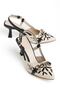 Katya Women's Black Embroidered Gold Accessory Heeled Shoes - 2
