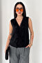Women's Ruffle Detailed Sleeveless Blouse V-Neck Stylish Blouse - 2