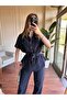 Linen Suit with Gold Buttons - Navy Blue - 4
