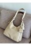 Women's Shoulder Bag with Buckle Detail, Strap and Zipper, Small Wallet, 34cm + 22cm Dimensions - 3