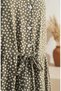 Waist-Tied Polka Dot Hijab Dress 0287-01 Khaki - 5