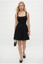 Women's Anna Elastic Waist U-Neck Strap Poplin Skirt with Flexible Viscose Top Short Black Dress - 2