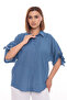 100% Cotton Plus Size Women's Cotton Shirt with Relaxed Fit, Buttoned, and Flared Sleeve Detail - 4