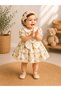 Baby Girl Cotton Muslin Dress with Bandana Floral Pattern Bow Summer Baby Dress - 2