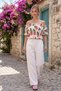 Madonna Collar Women's Blouse – Comfortable Cut with Rubber Detail - 4