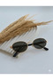 Unisex Women Oval Round Gold Black Metal Retro Uv400 Stylish Classic Sunglasses - 2