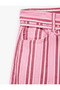 Cotton Striped Short Wide-Leg Pants with Tie-Waist - Crop Wide Leg Jeans - 6