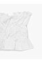 Cotton Tie-Detail Strapless Crop Top with Gathered Waist Accent - 4