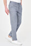 Gray Slim Fit Linen Blend Men's Trousers Light Navy Blue - 38364.26Y - 4
