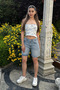 Women's Vintage Effect High Waist 5-Pocket Straight Fit Shorts Jeans - 5