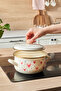 Heart Detailed Pink Love Enamel Pot 18 cm - 2