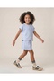 Li̇mi̇ Girl's Soft Texture Flexible Stone Pearl Detailed Combed Cotton Shorts Set