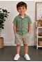Boy's striped summer outfit set - 2 piece shirt & shorts