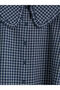Navy Blue Baby Collar Plaid Belted Women's Shirt by Güli̇s Gi̇yi̇m - 3