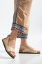 Genuine Leather Orthopedic Women's Flat Heel Sandals Beige with Symmetrical Side Cutouts - 4