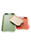 Metal Presentation Tray Set, Soft Colors, Modern Tea and Coffee Presentation Tray, 3 Piece Set (Green-Pink-Cream)