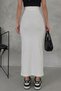Ecru Long Sports Pencil Skirt Diving Fabric Stretchy Skirt Maxi Length 96cm - 3