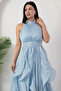 Halter Neck Ruffled Satin Dress Eli̇6073 - 2