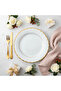 Yamatsu Premium White Porcelain Dinner Plate | 10" | Gold Rim | Fine Dining & Gifting - 3