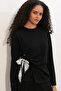 Women's Scarf Blouse Skirt Double Set 8077 - Black - 2