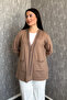 Women's Plus Size Short Cardigan with Stone Collar and Pockets, 3 Buttons 903-3 - 3