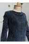 Women's Crepe Fabric Glittering Stone Detailed Evening Dress with Pleated Skirt and Sleeves - 2