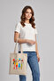 Women's Printed Raw Fabric Shoulder Bag |   35X40 cm - 2