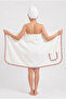 Women's Cotton Bath and Sauna Set – Ruffle Detailed Towel and Hair Cap - 5
