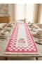 Pink Checkered Table Runner – Vintage Teapot Patterned Tassel Runner - 3