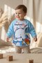 Blue Elephant Character Liquid-Proof Baby Eating and Painting Bib with Sleeves - Blw Compatible Stain-Proof m - 3